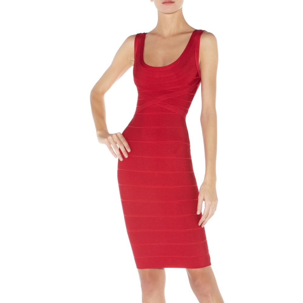 Herve Leger Maria Bandage Dress Medium Navy Blue